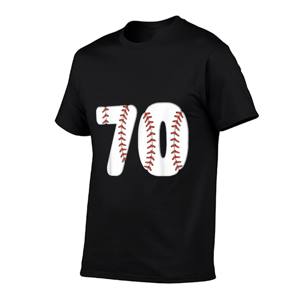 Baseball Number 70 Baseball Birthday 70 Baseball Themed 70th  Fade-proof Color T-Shirt