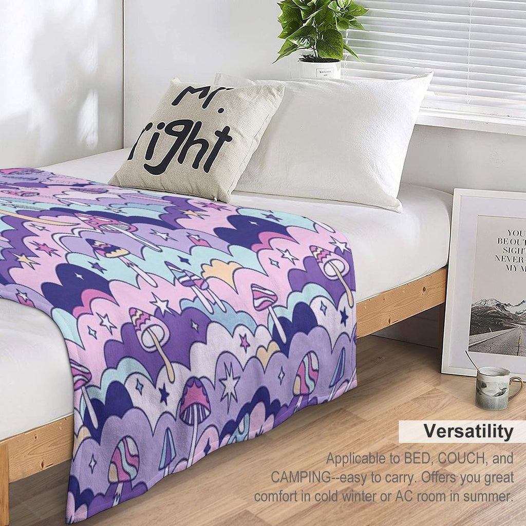 Cosmic Mushrooms Machine-washable Throw Blanket