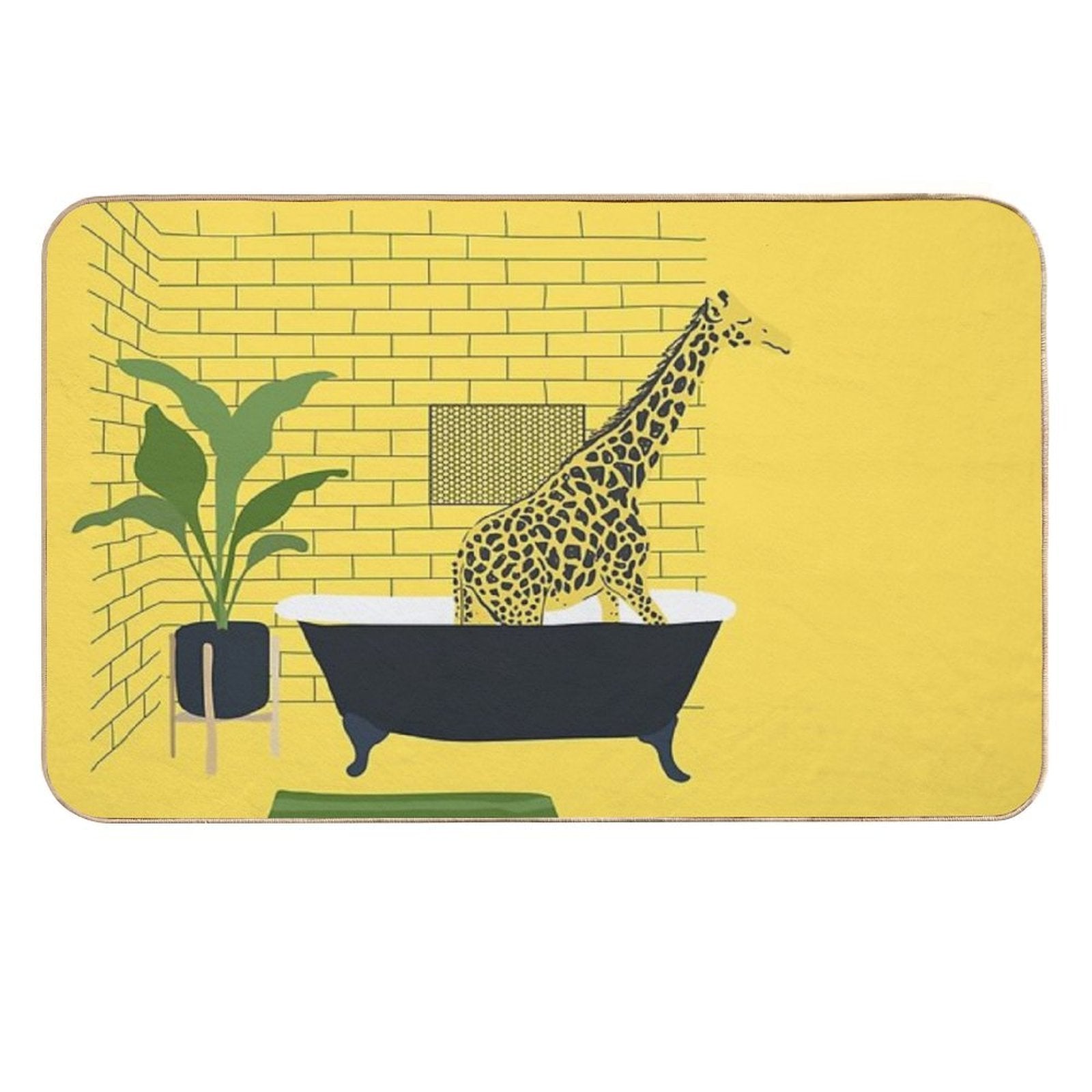 Giraffe in A Bath  Absorbent Bath Mat
