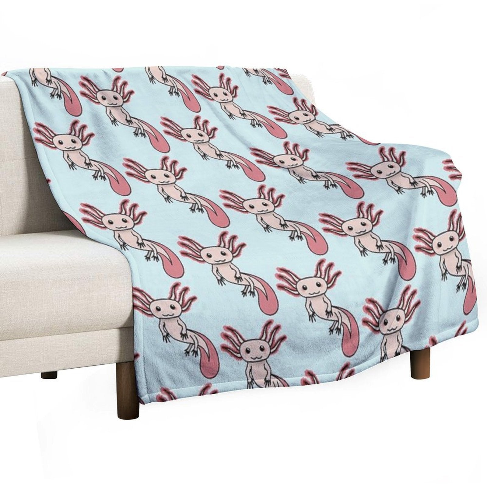 Chibi Axolotl Plush Throw Blanket