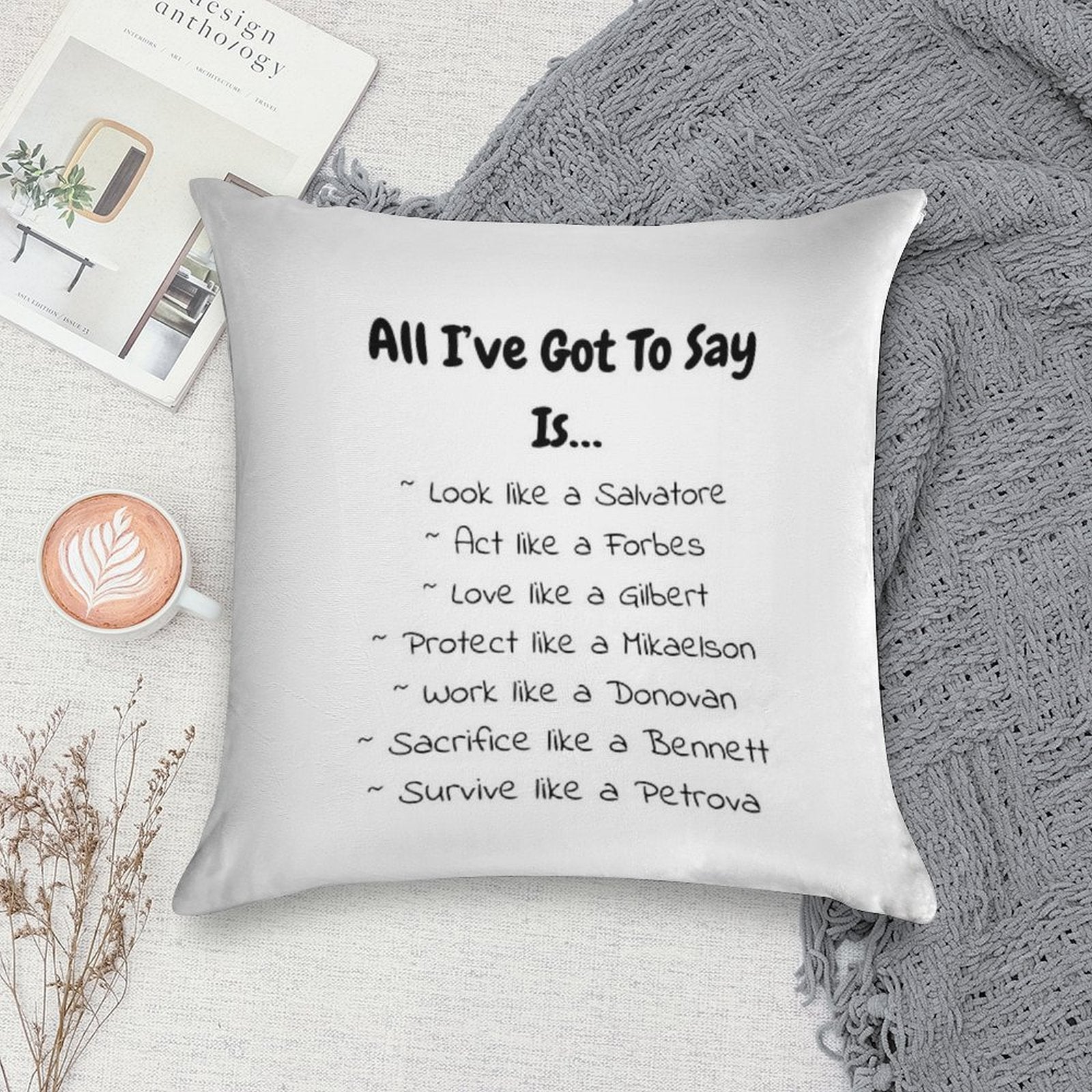 T-shirts, Graphic T-shirts, Phone Cases, Pillows, Notebooks, And Journals Inspired by The Originals And Vampire Diaries Soft Warmth Comfort Throw Pillow