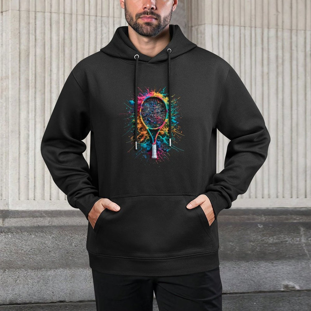 Colorful Paint Splash Tennis Racket Art Graphic Machine Washable Hoodie