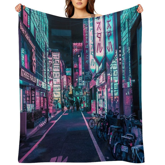 Tokyo - A Neon Wonderland Lightweight Throw Blanket