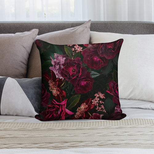 Antique Midnight Botanical Flower Rose Botanical Night Garden Nightgarden Soft Bedroom Essential Throw Pillow