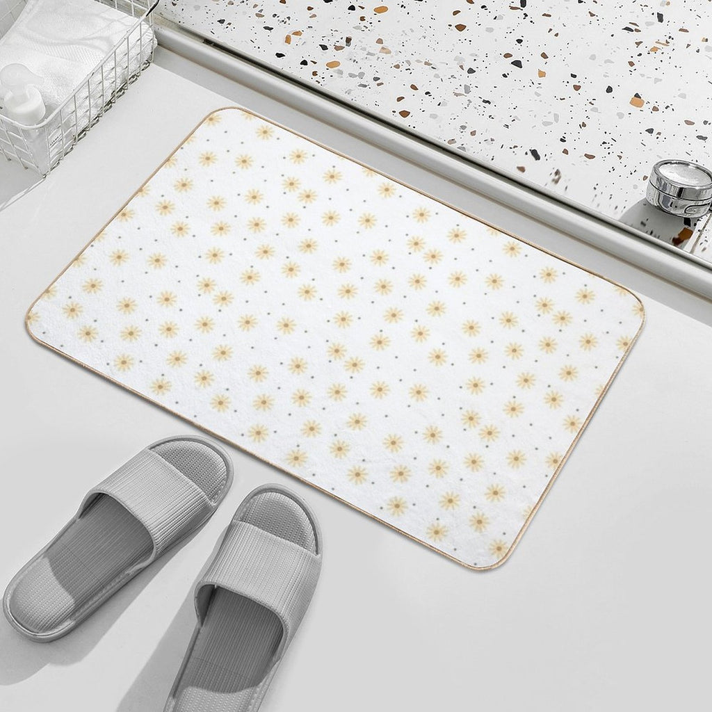 Dainty Yellow Daisies on White  High-Traffic Bath Mat