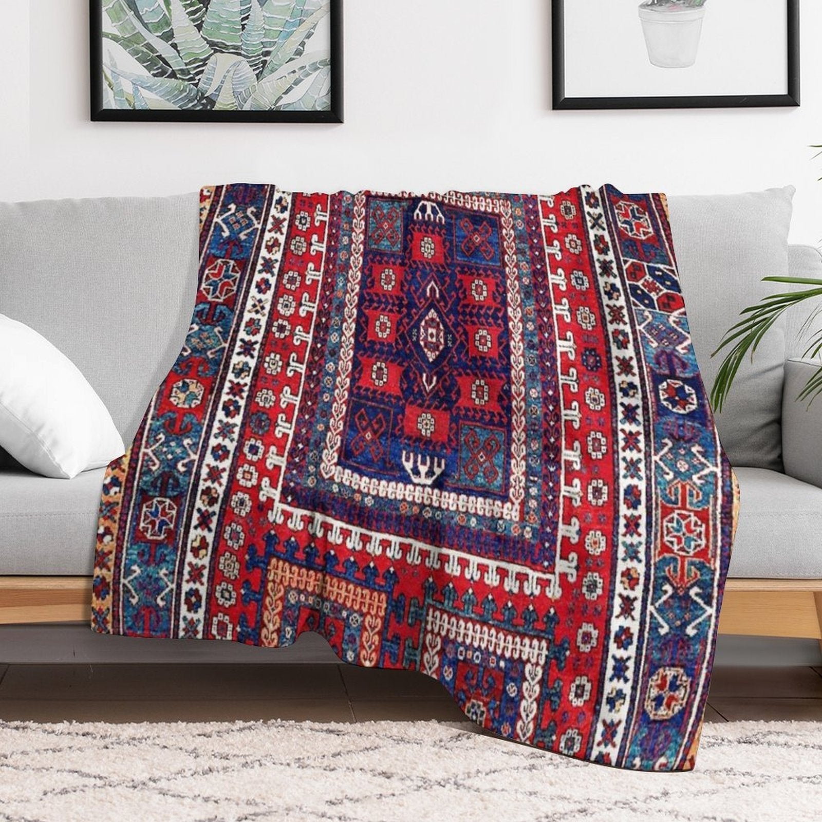 Karakecili Bergama Northwest Anatolian Rug Print Anti-pilling Throw Blanket