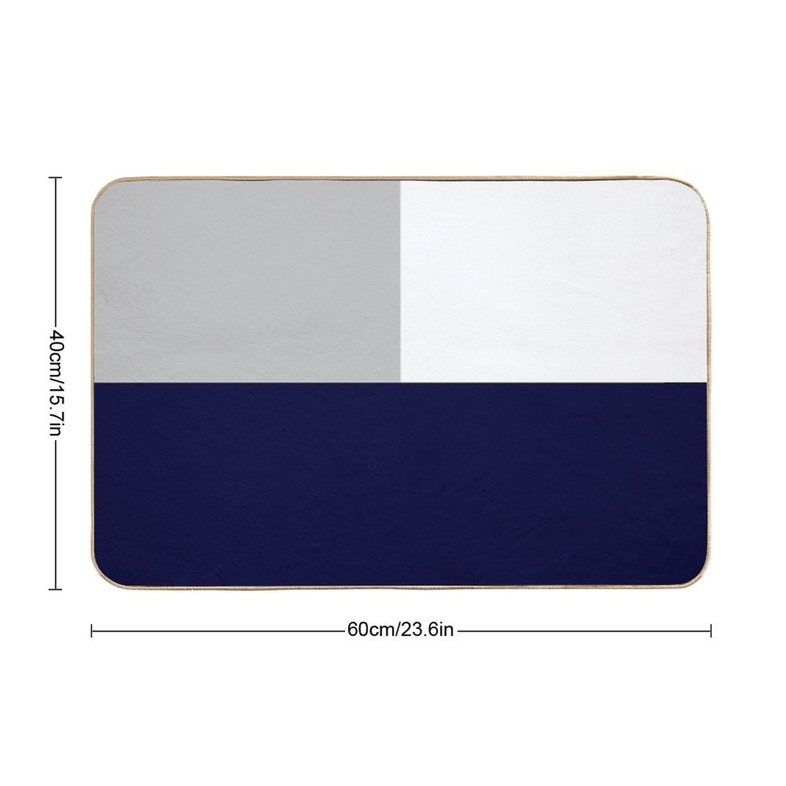 Tricolor Squares Navy Blue Silver Gray And White  Repositionable Bath Mat