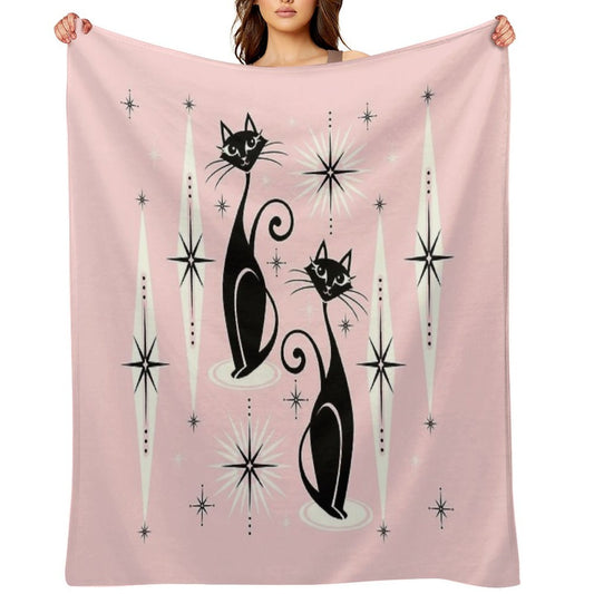 Mid Century Meow Retro Atomic Cats LG ©studioxtine All-season Throw Blanket