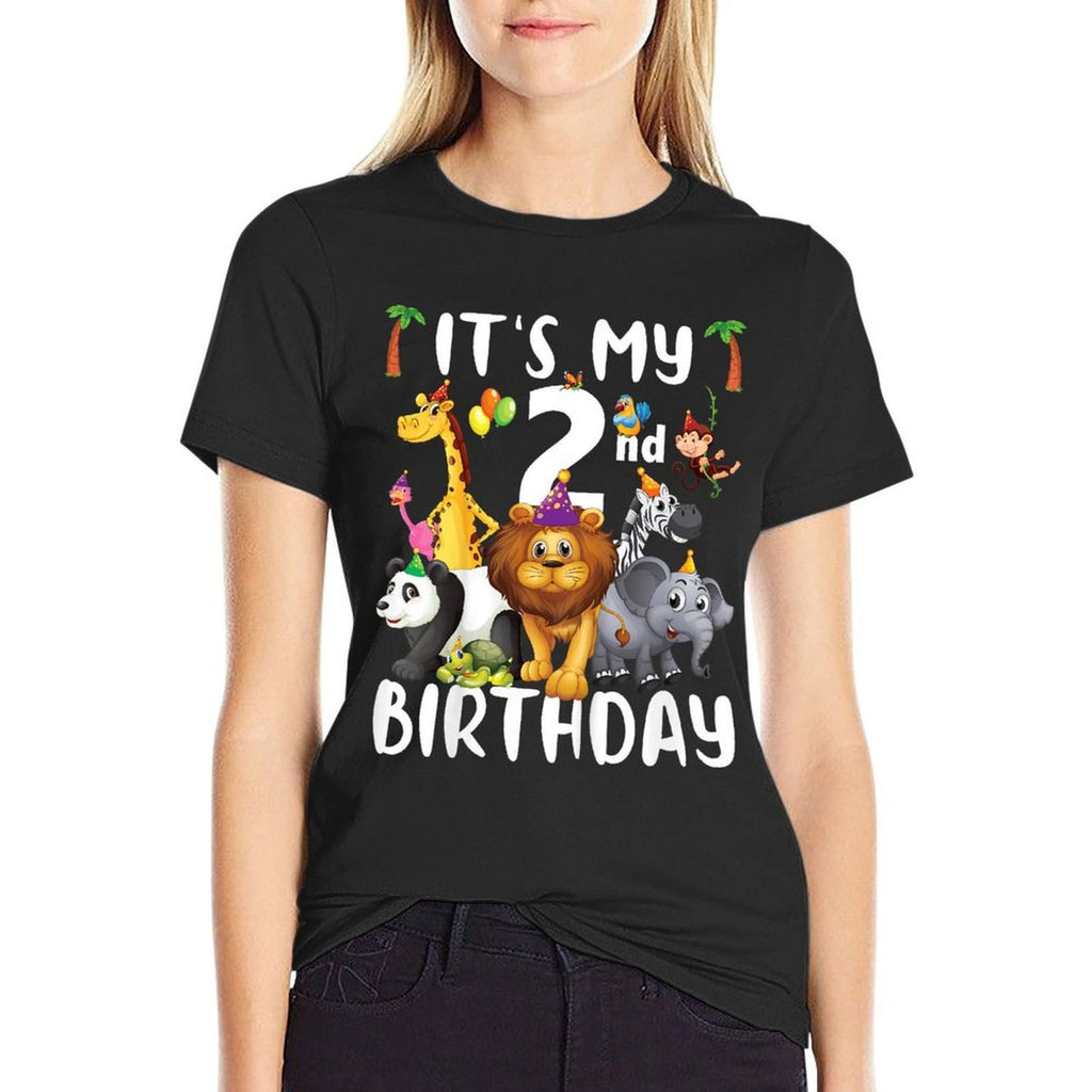 Its My 2nd Birthday Zoo Safari Jungle Animals Lover  High-quality Stitching T-Shirt
