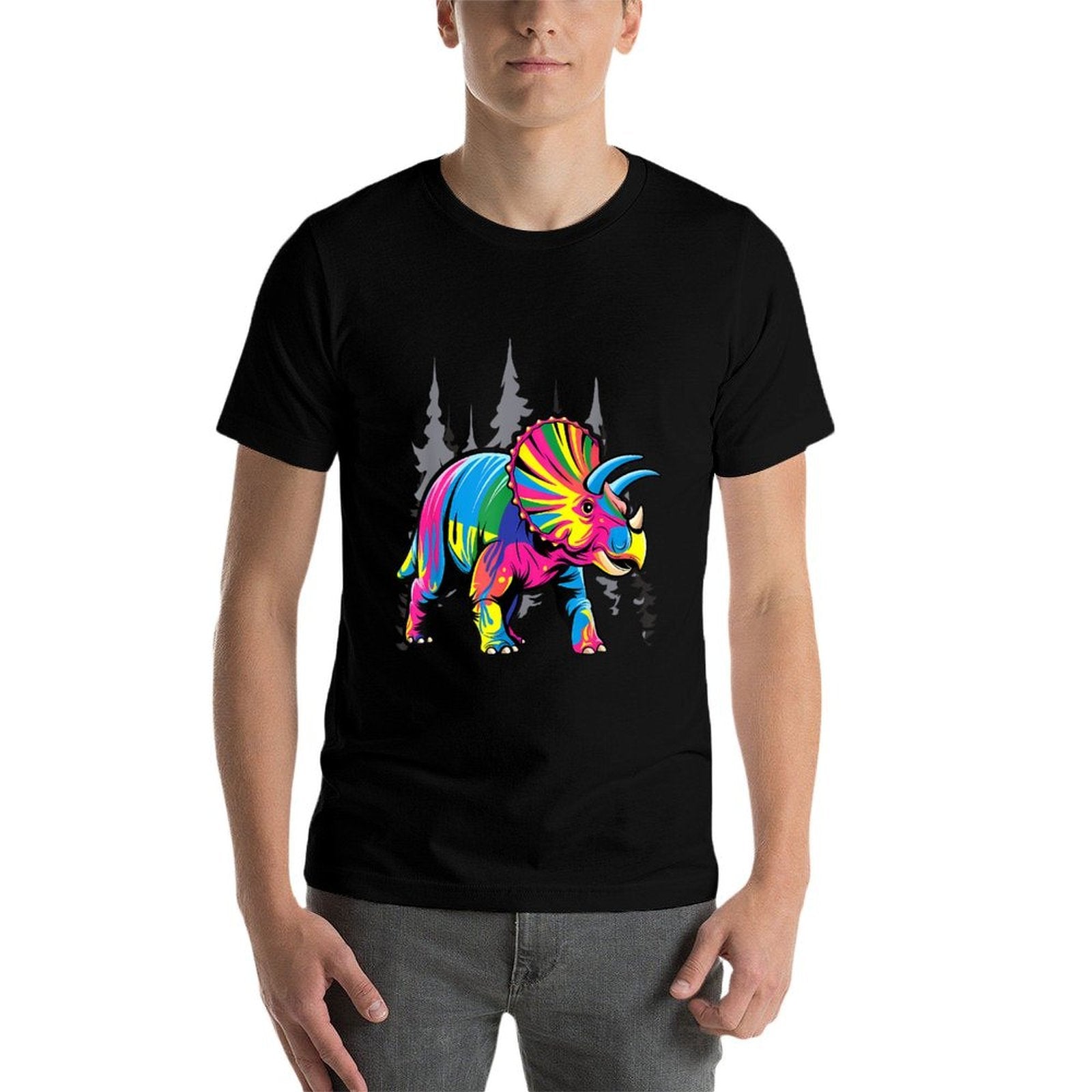Tie Dye Triceratops Tie Dyed Dinosaur Prehistoric Dino  Eco-friendly Material T-Shirt