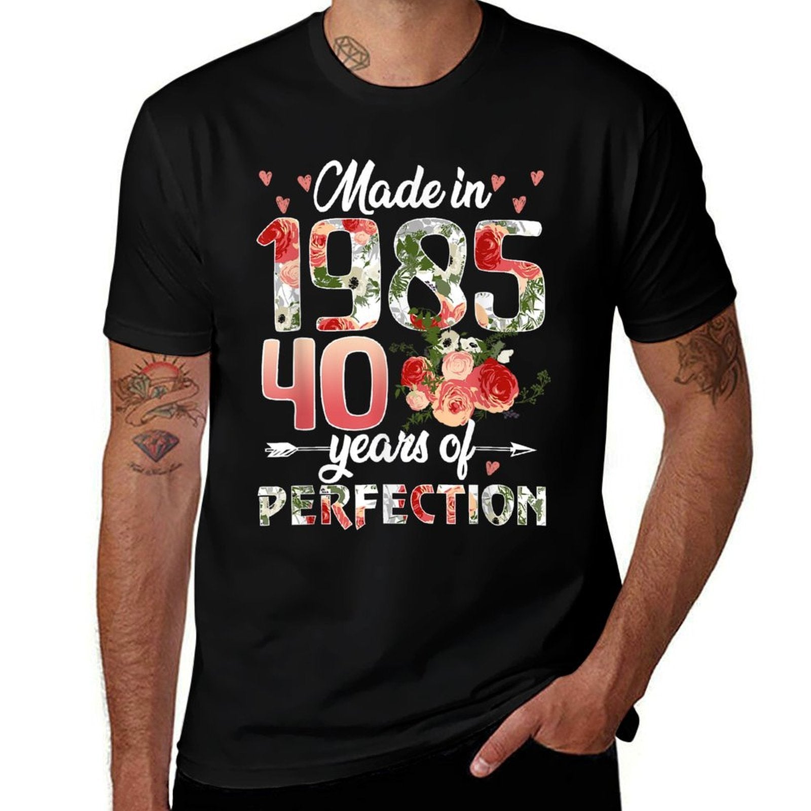 40 Years Old Born In 1985 Floral 40th Birthday Gifts Women  Odor-resistant T-Shirt