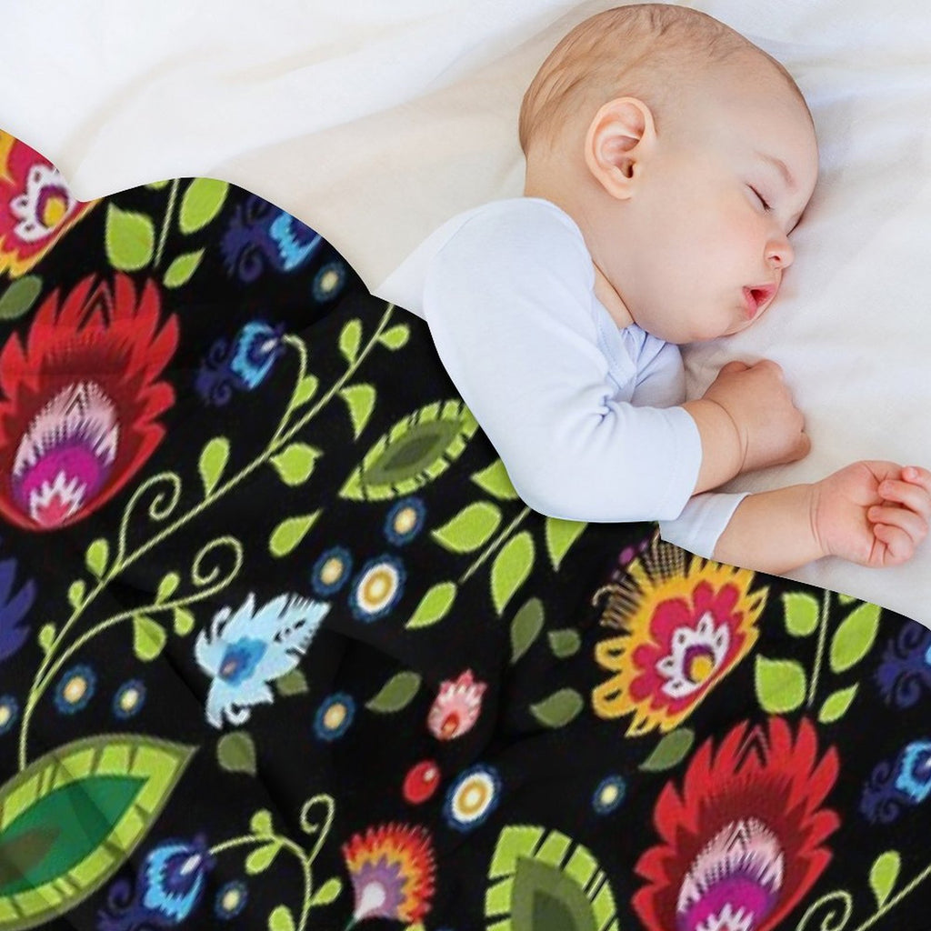 Polish Folklore - Beautiful Composition on Black Comfort Throw Blanket