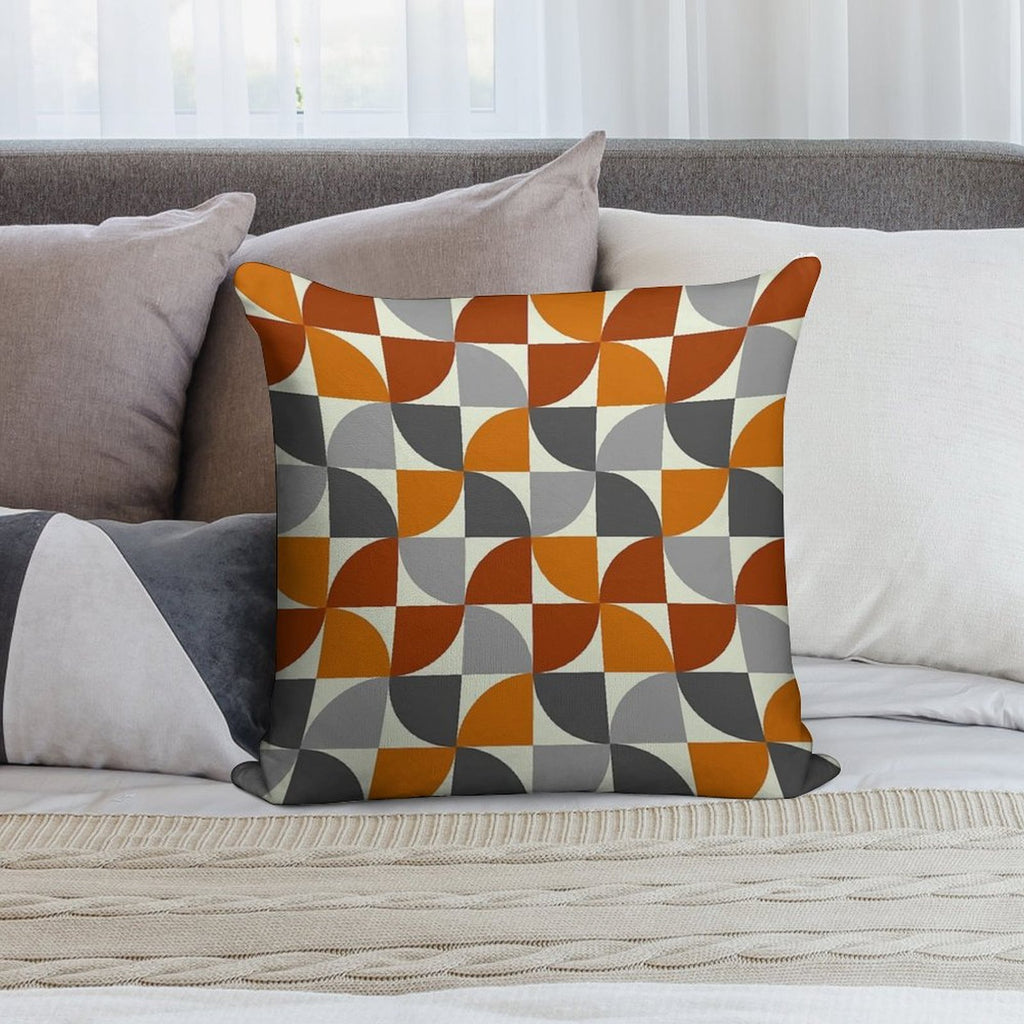 Grey And Orange Mid Century Modern Soft Luxury Feel Throw Pillow