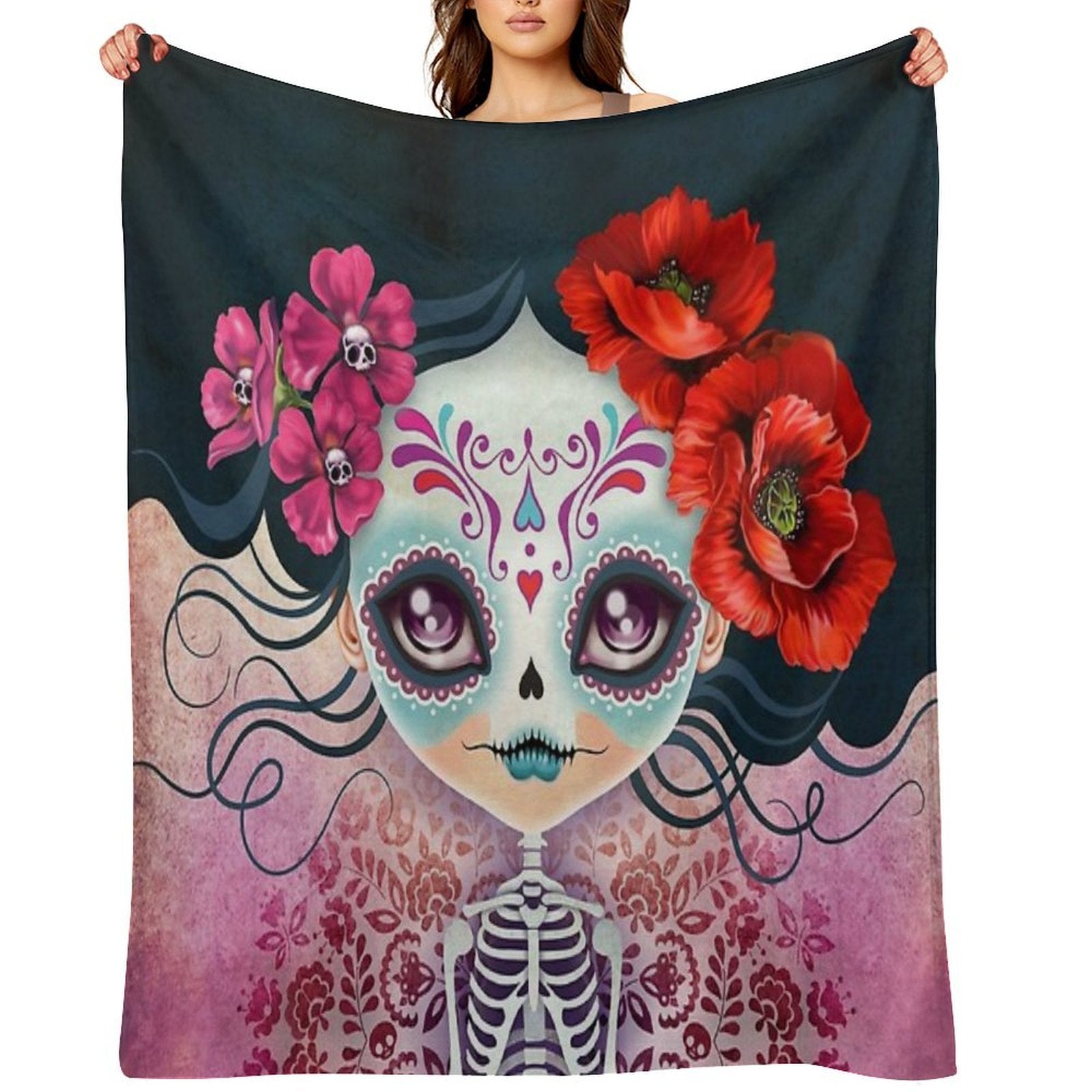 Amelia Calavera - Sugar Skull Premium Throw Blanket