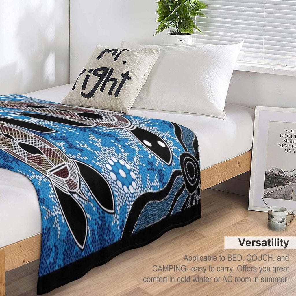 Authentic Aboriginal Art  - Sea Turtles Anti-pilling Throw Blanket