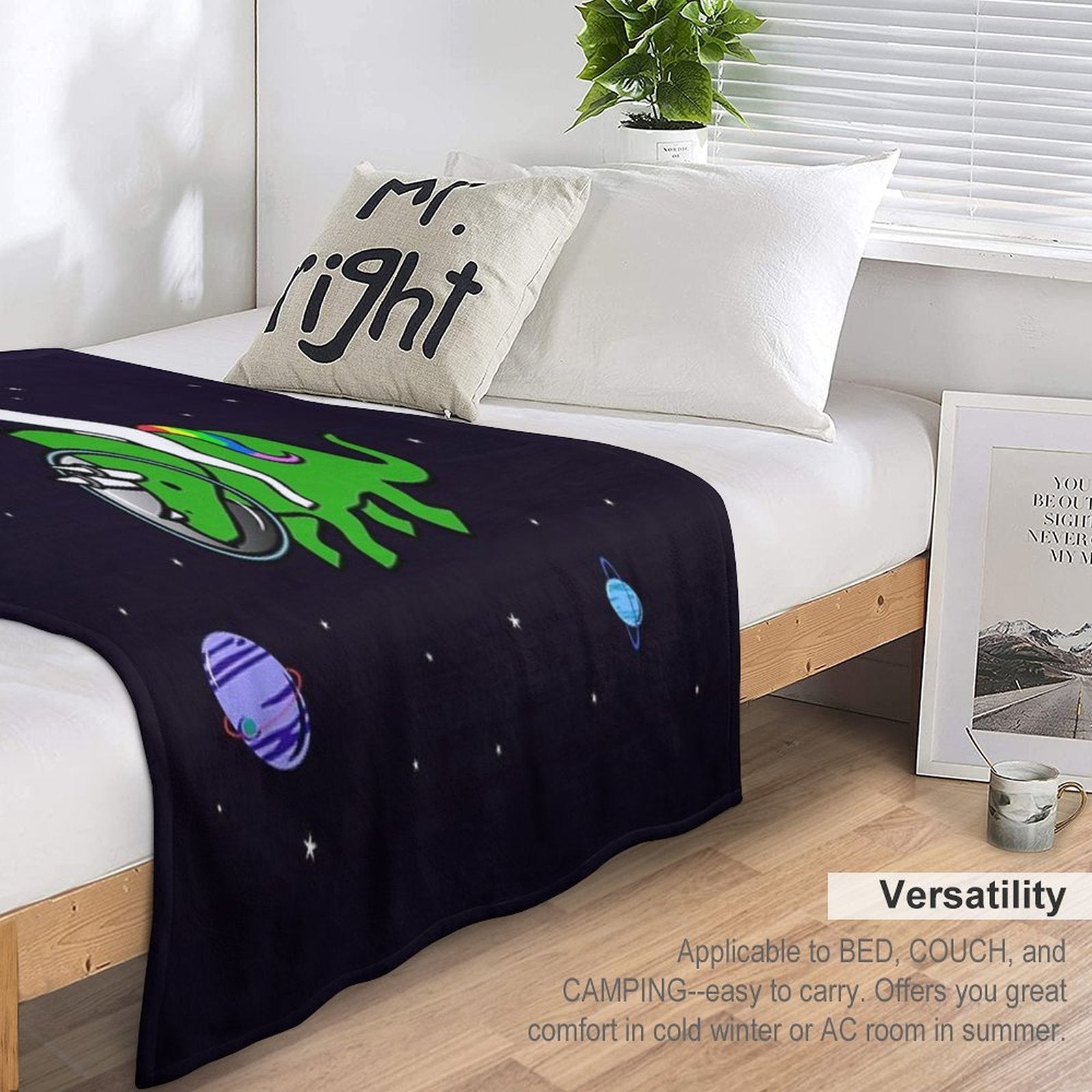 Unicorn Riding Triceratops In Space Multi-functional Throw Blanket