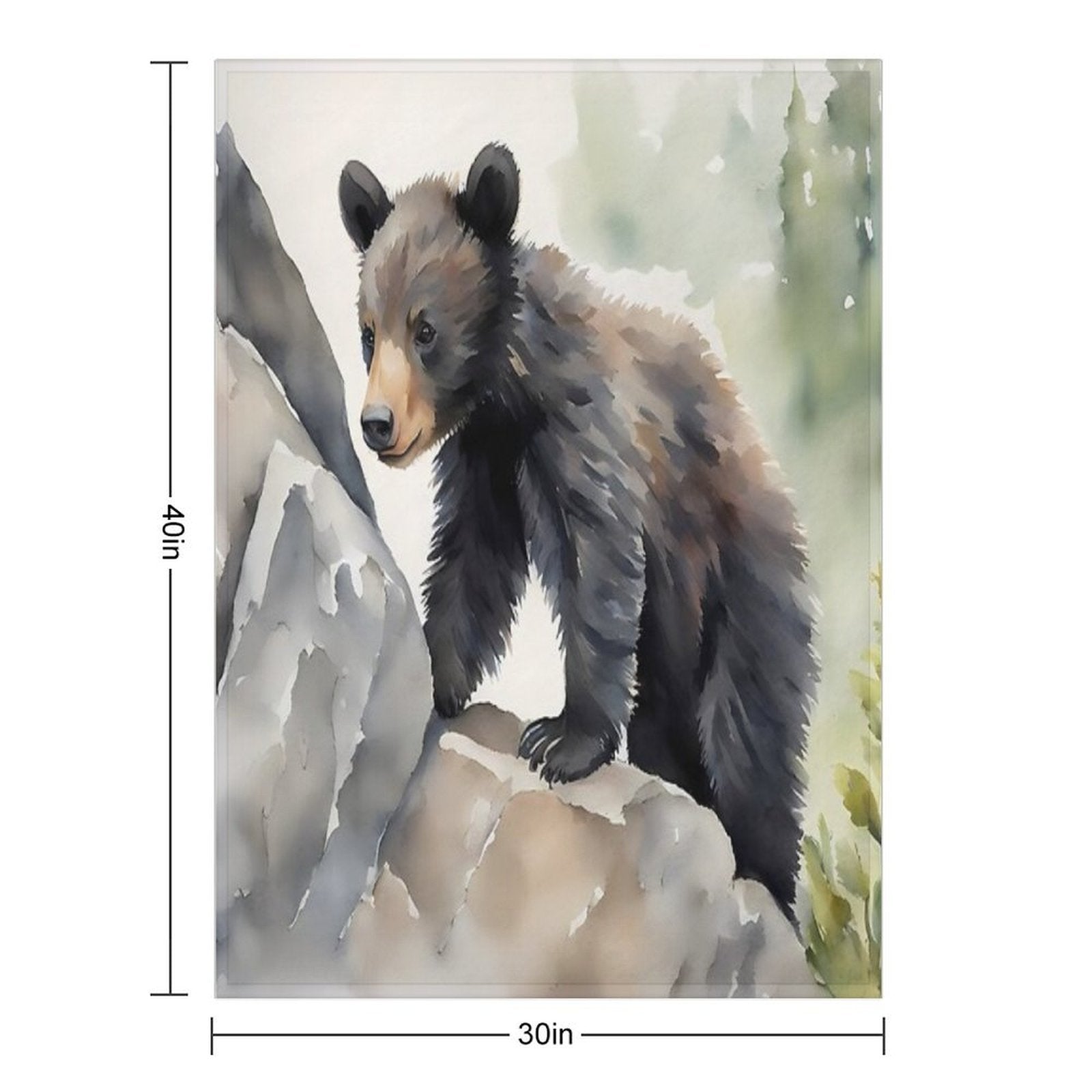 Black Bear Cub Machine-washable Throw Blanket
