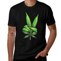 Weed Leaf Marijuana Leaf Hand Peace Sign Hand 420 Cannabis  Eco-friendly Material T-Shirt