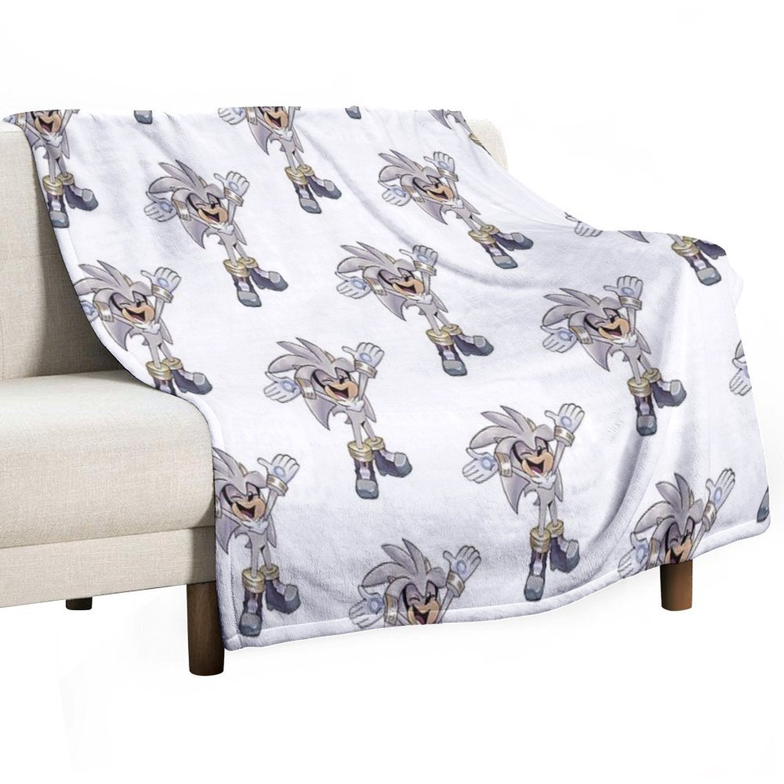 Silver Excited Plush Throw Blanket