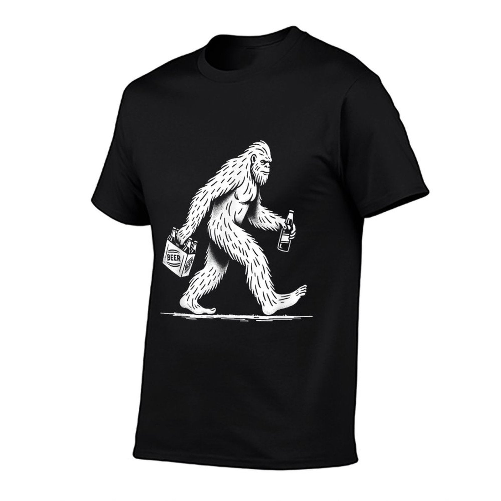 Retro Bigfoot Drinking Beer – Funny Sasquatch  Easy-care T-Shirt