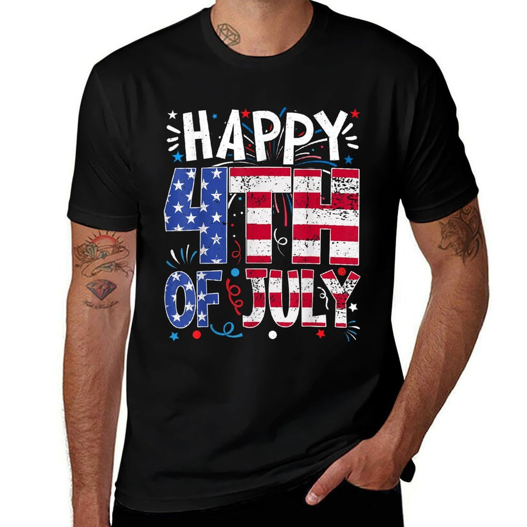 Happy 4th Of July Patriotic American US 4th Of July  Cotton T-Shirt