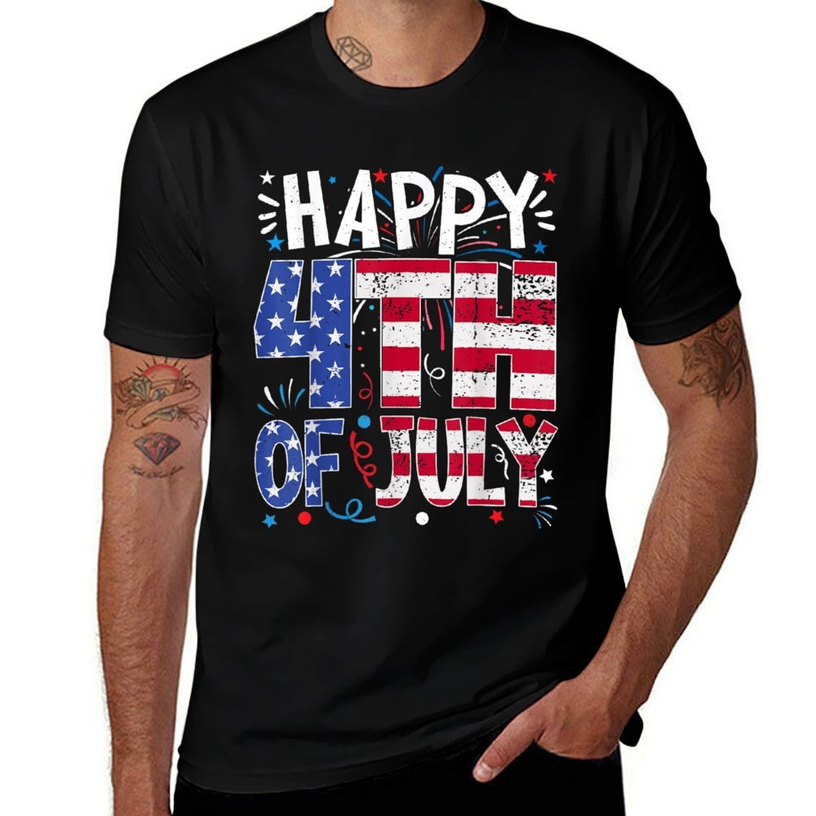 Happy 4th Of July Patriotic American US 4th Of July  Cotton T-Shirt