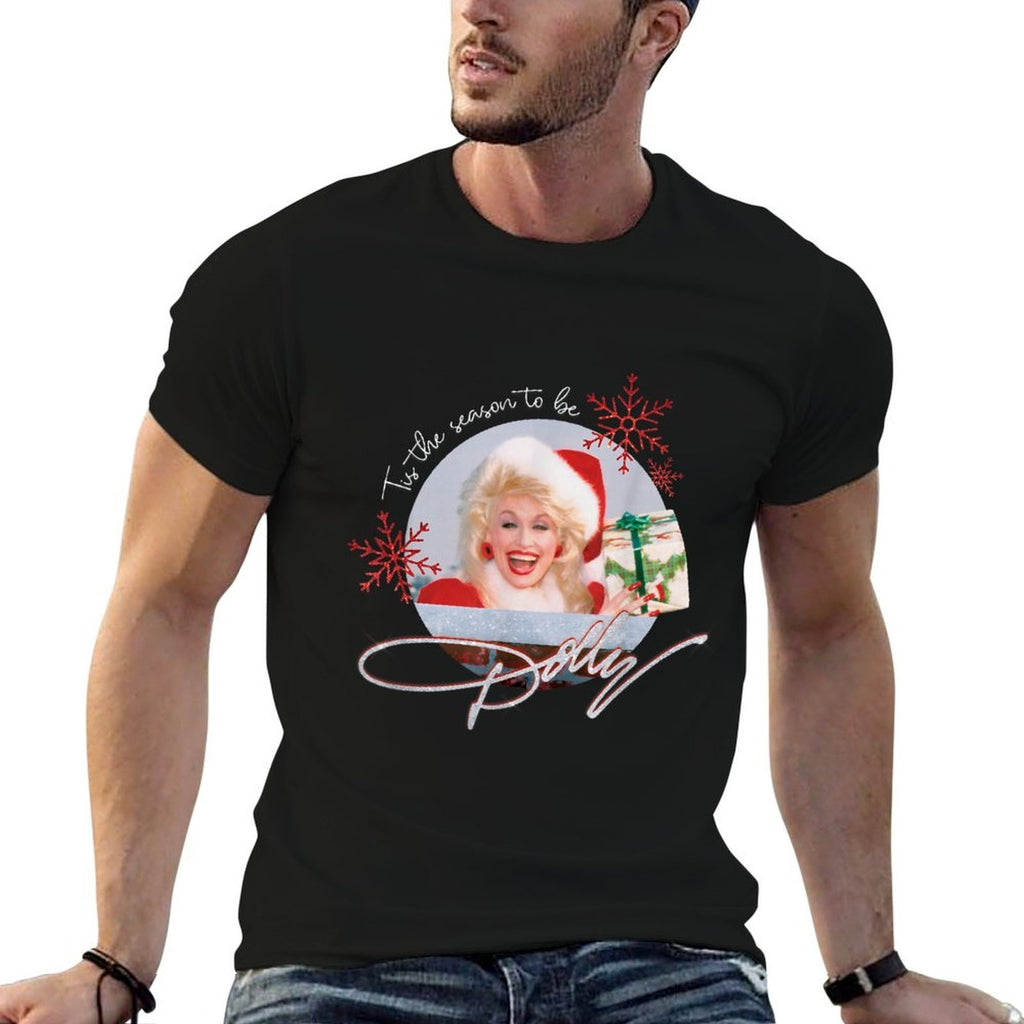 Tis The Season to Be Dolly Vintage  Ribbed Collar T-Shirt