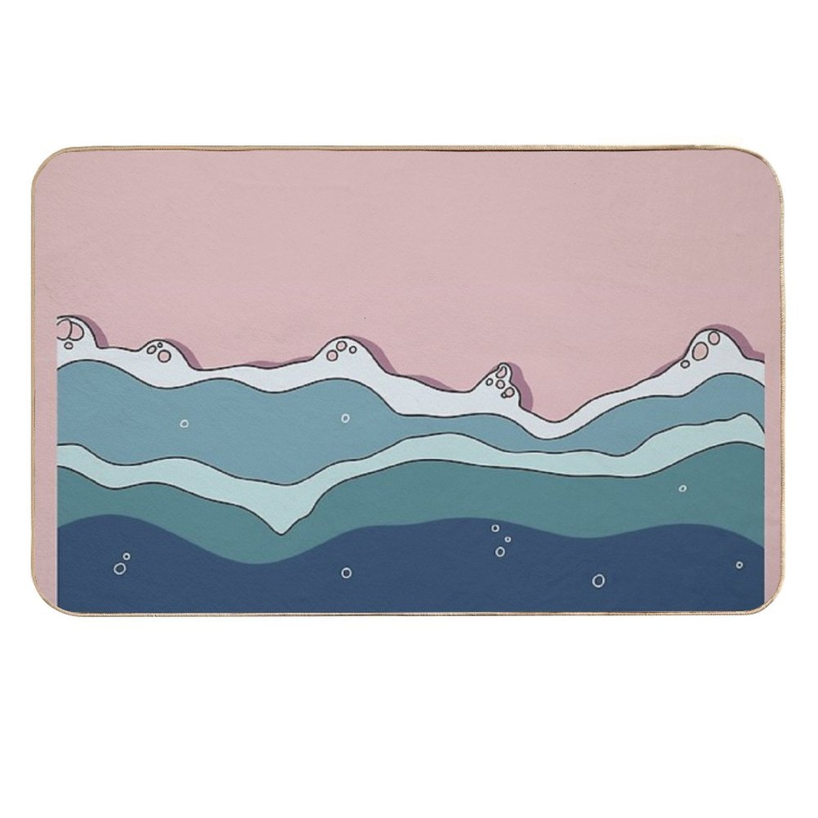 Cartoonish Seashore  Repositionable Bath Mat