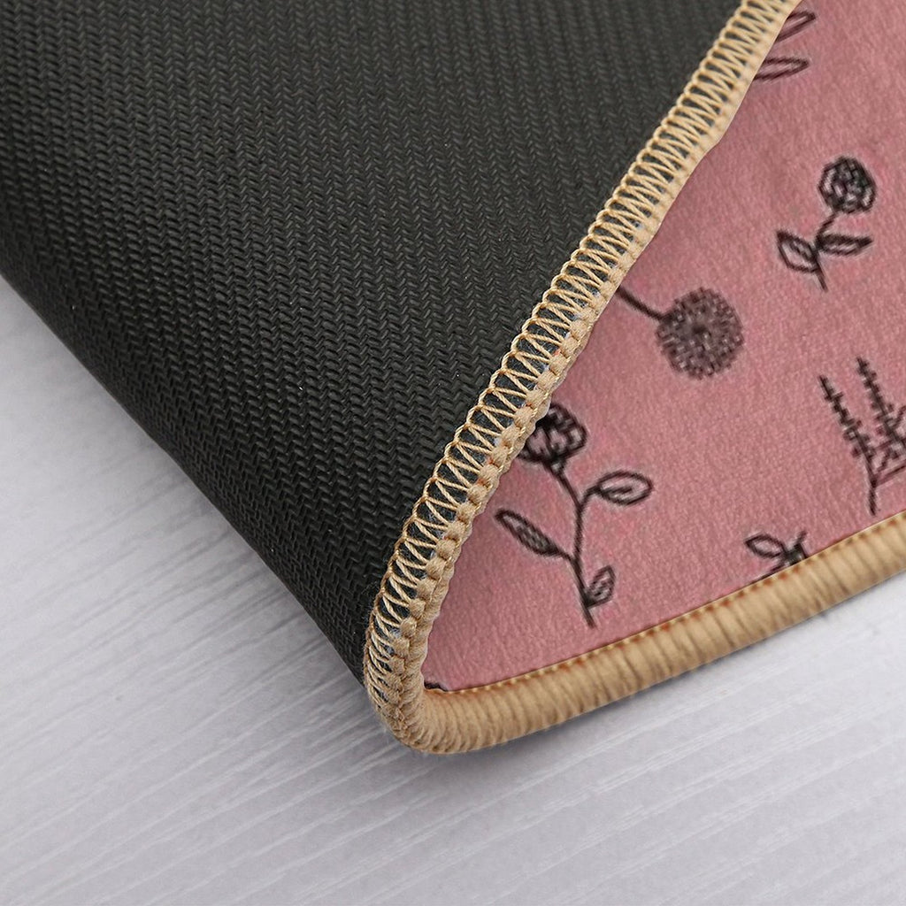 Flower Pattern PinkRed Back  Absorbent Bath Mat