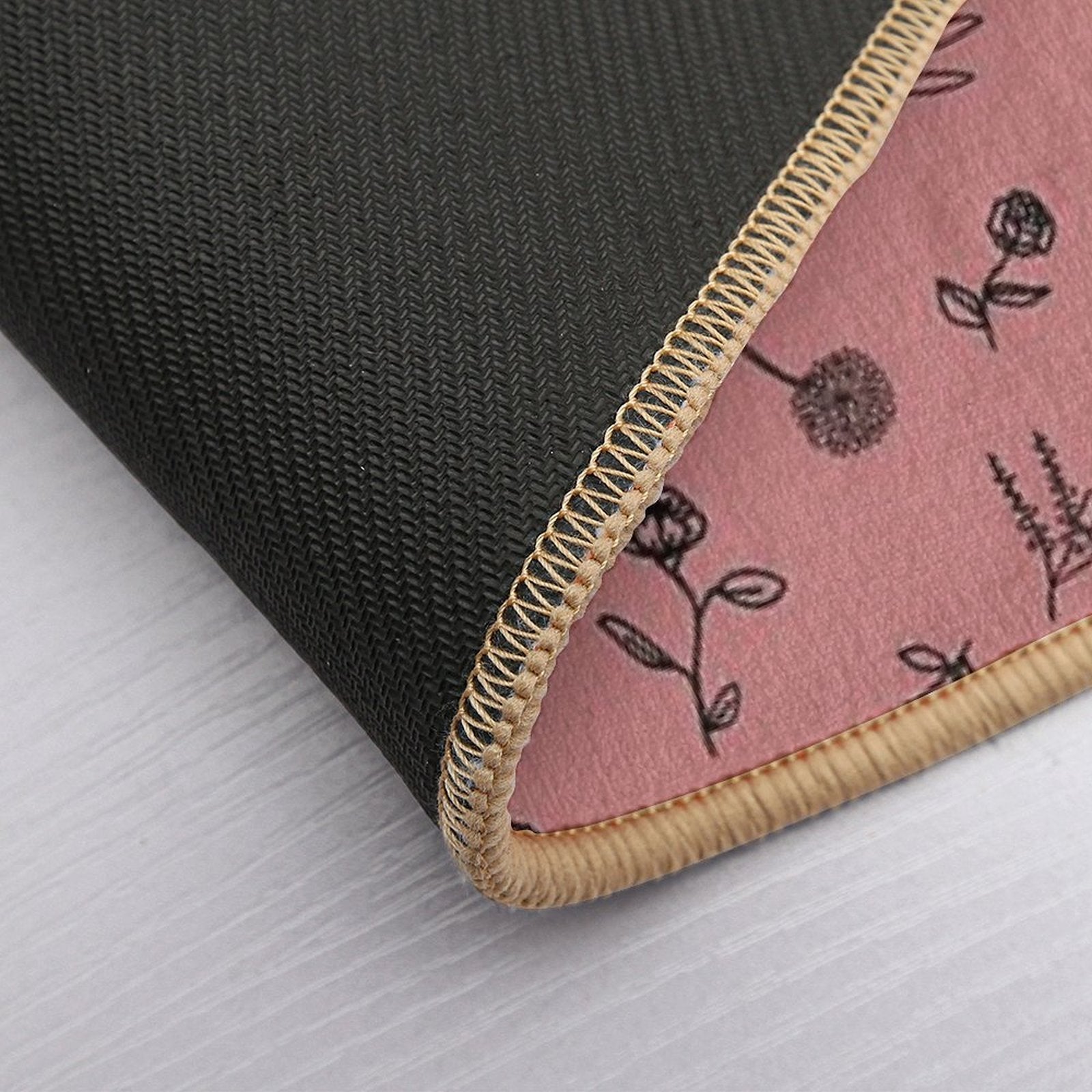Flower Pattern PinkRed Back  Absorbent Bath Mat