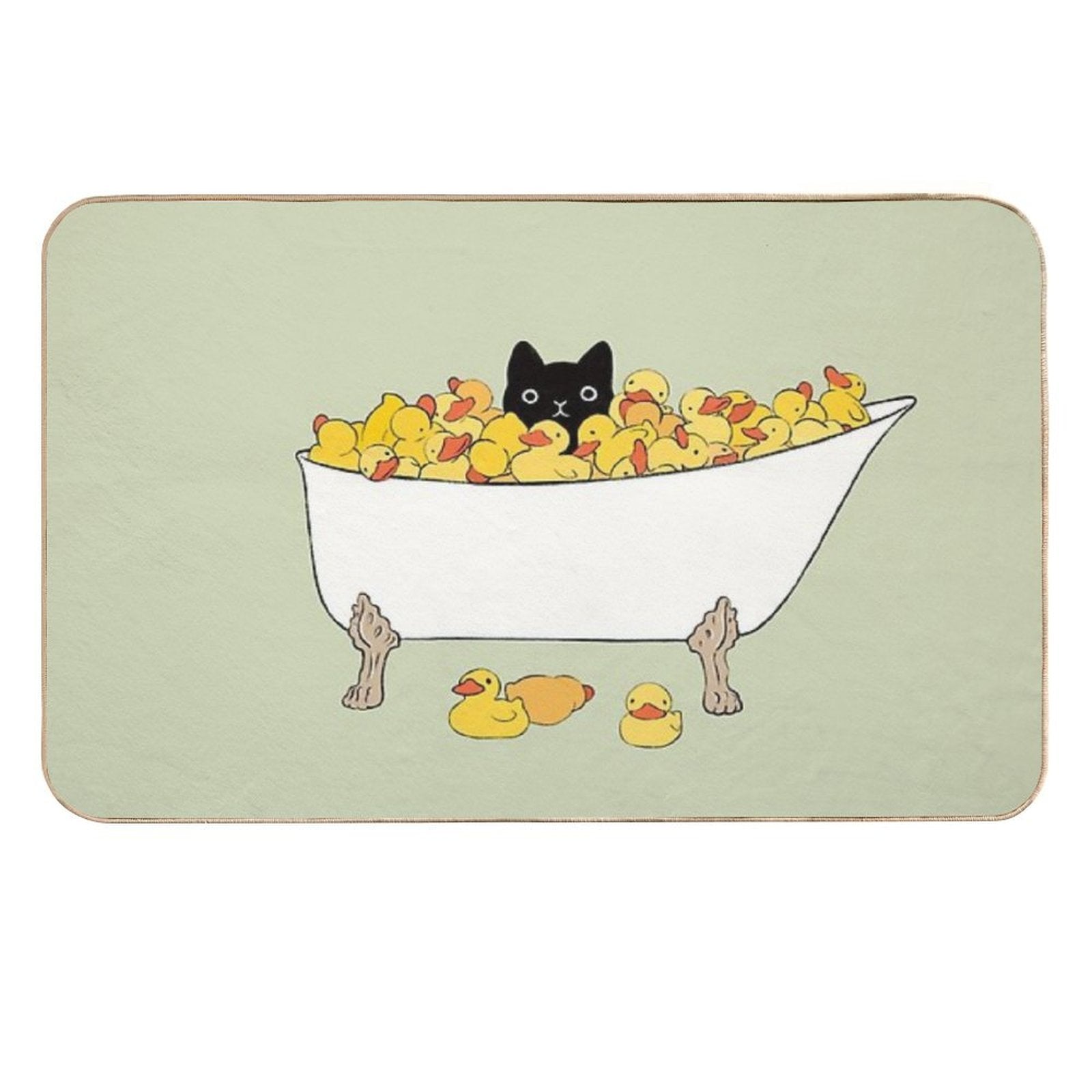 Black Kitty In Bathtub  Versatile Bath Mat