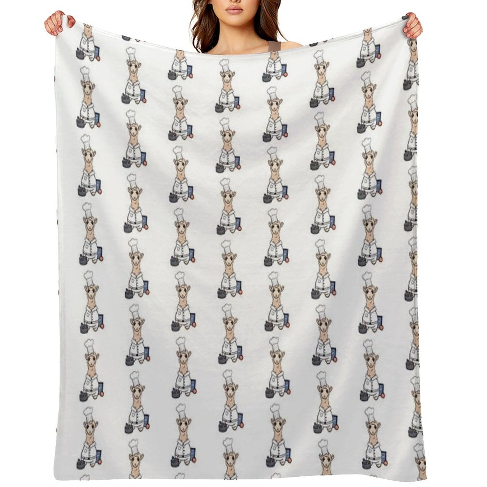 Chef Llama- Cute Cooking Animal Illustration for Foodies & Animal Lovers Machine-washable Throw Blanket