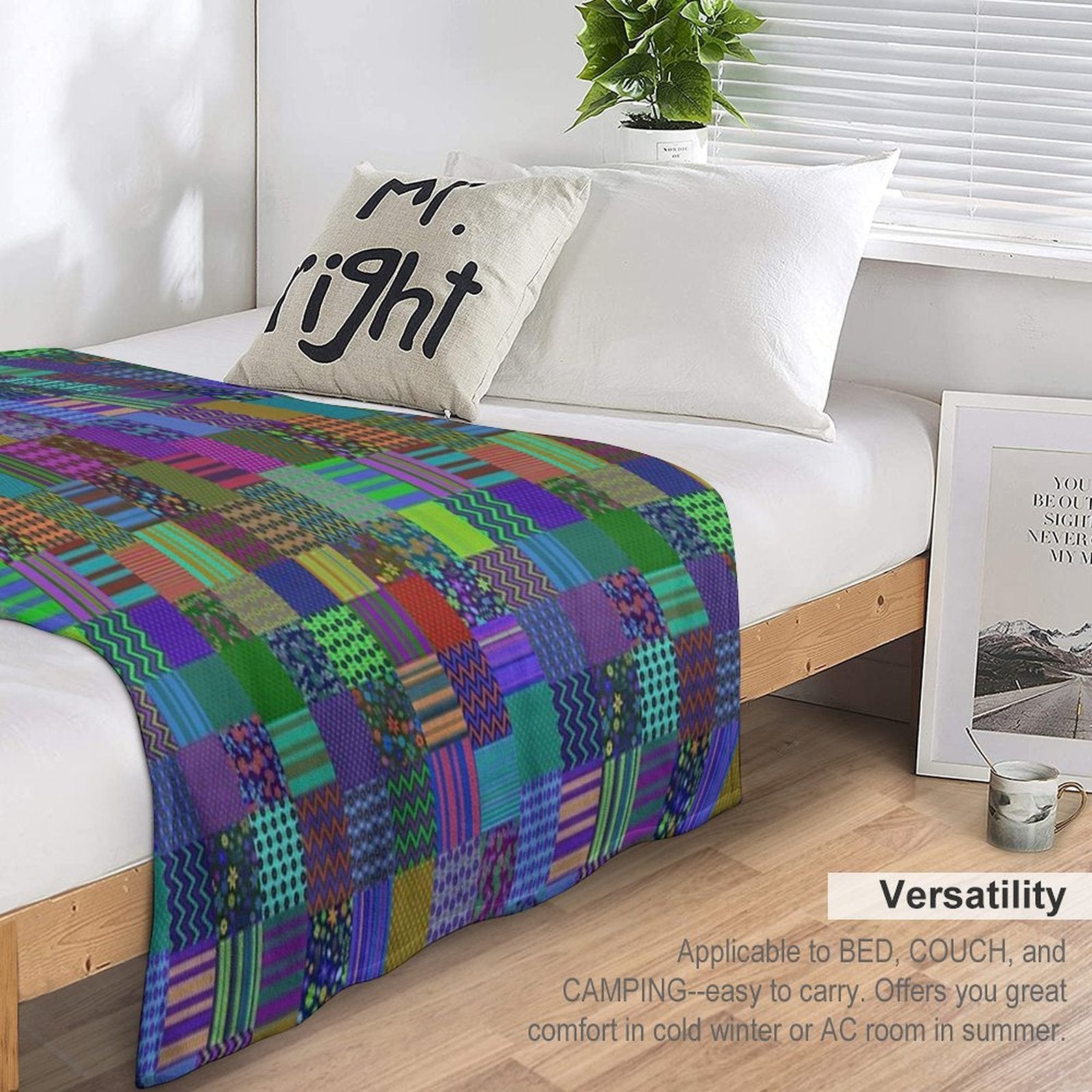 Bohemian Patchwork Quilt Pattern Cool Boho Gypsy Hipster Gift-ready Throw Blanket