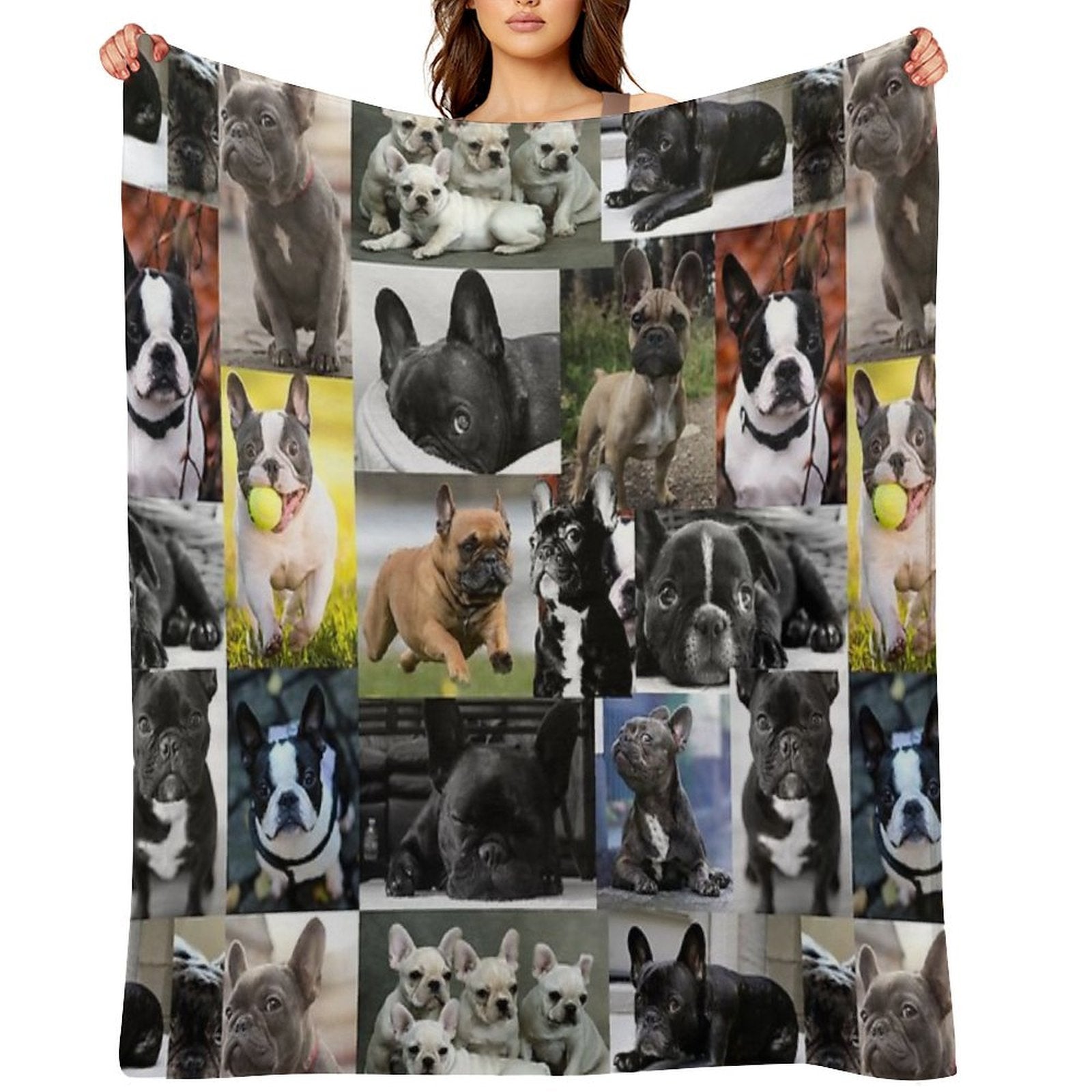 French Bulldog Dog Breed Collage Anti-pilling Throw Blanket