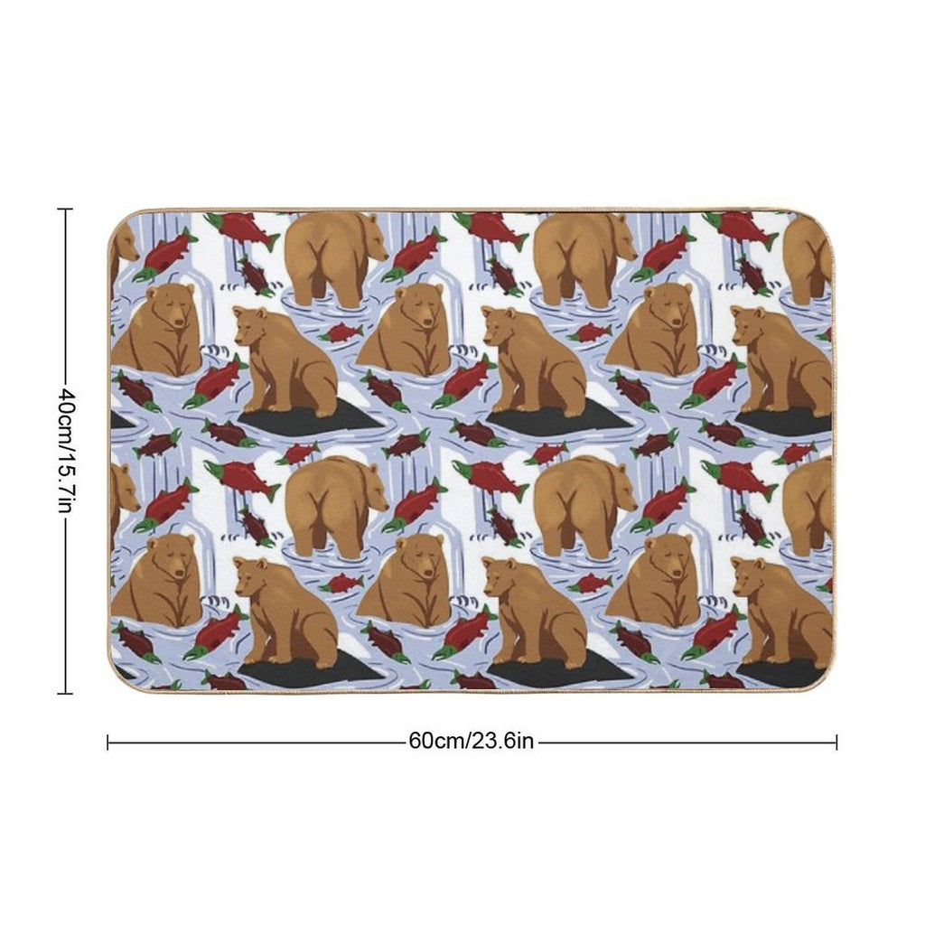 Katmai Bears Repeating Pattern  Stain-Proof Bath Mat