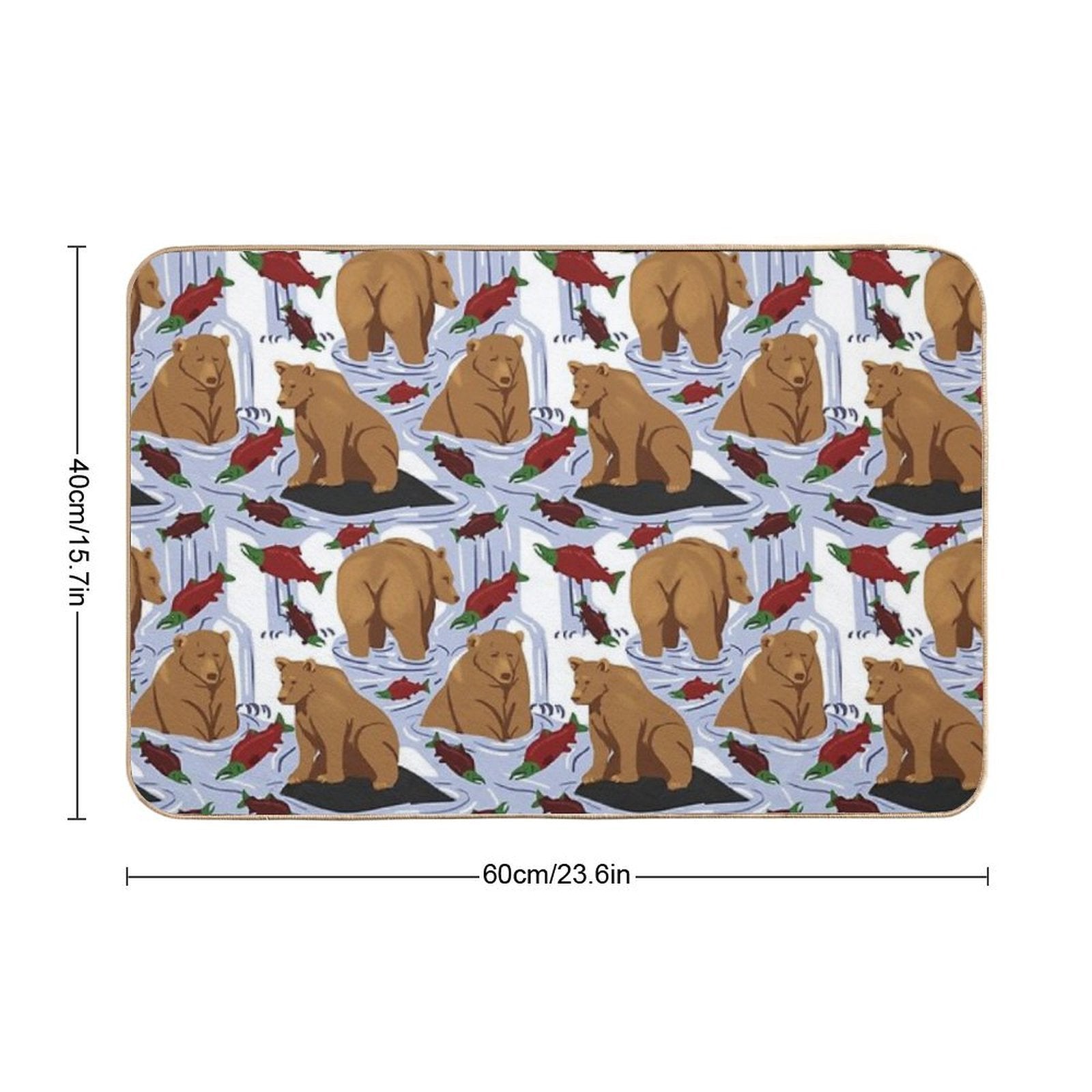 Katmai Bears Repeating Pattern  Stain-Proof Bath Mat