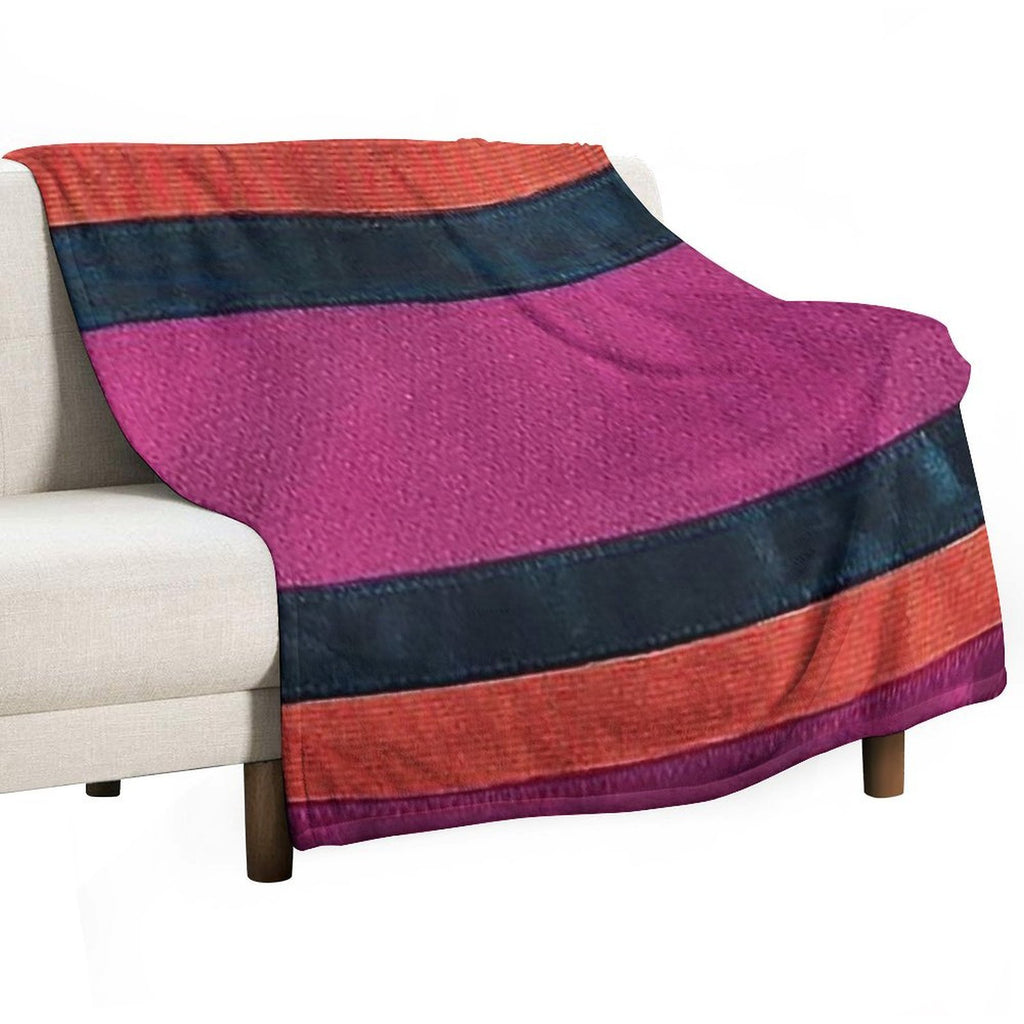 Hockey Jersey Stripes, Magenta  Blue Orange Stripes Premium Throw Blanket