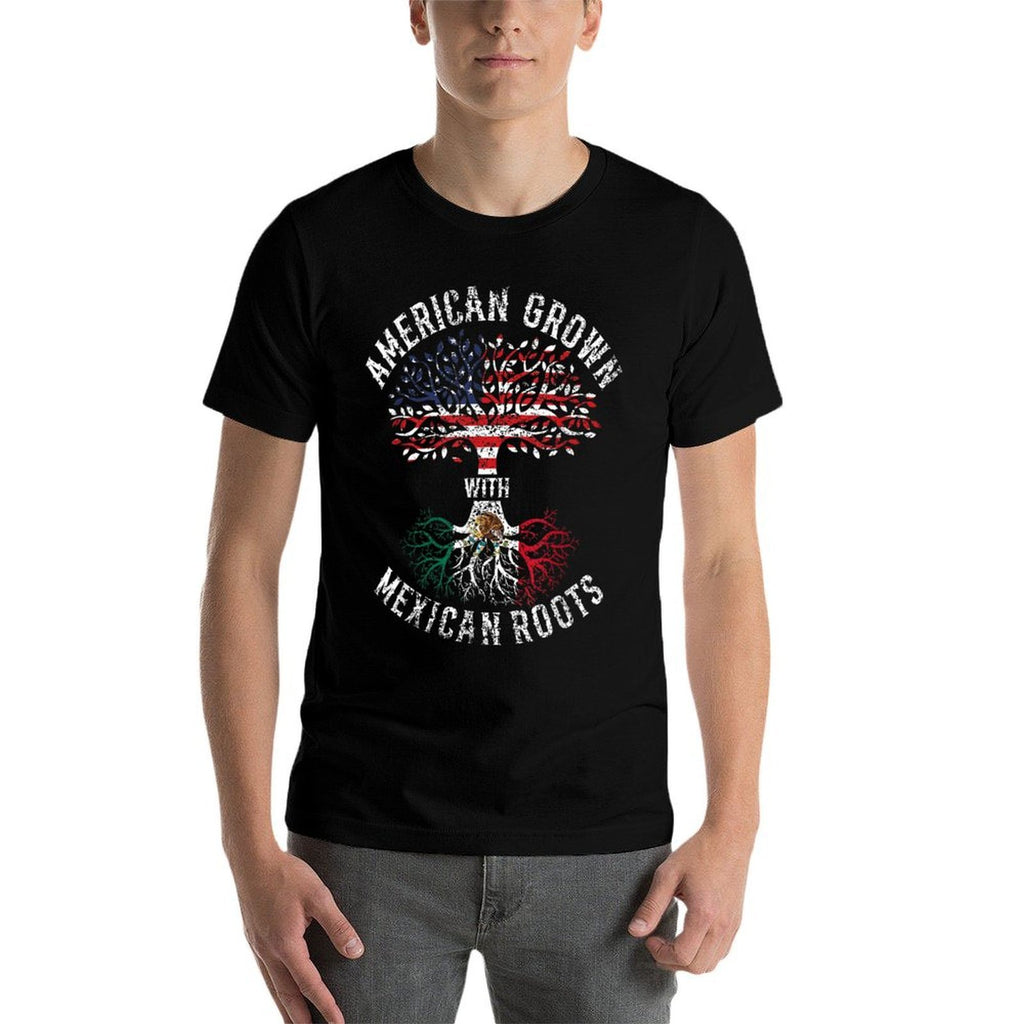 American Grown With Mexican Roots Mexico Us Mexican American  Oversized Silhouette T-Shirt
