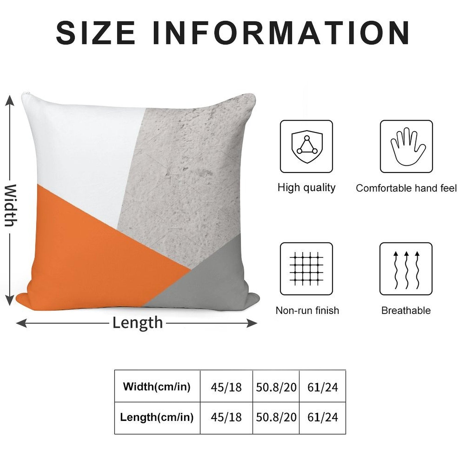 Grey Orange And Concrete Color Block Soft Easy Maintenance Throw Pillow