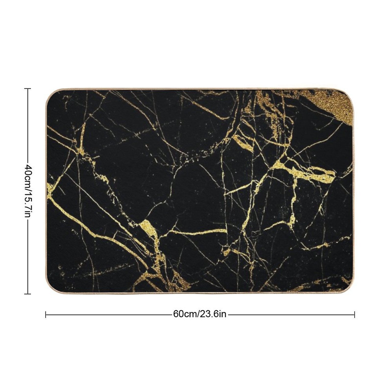 Black Gold Marble  Repositionable Bath Mat