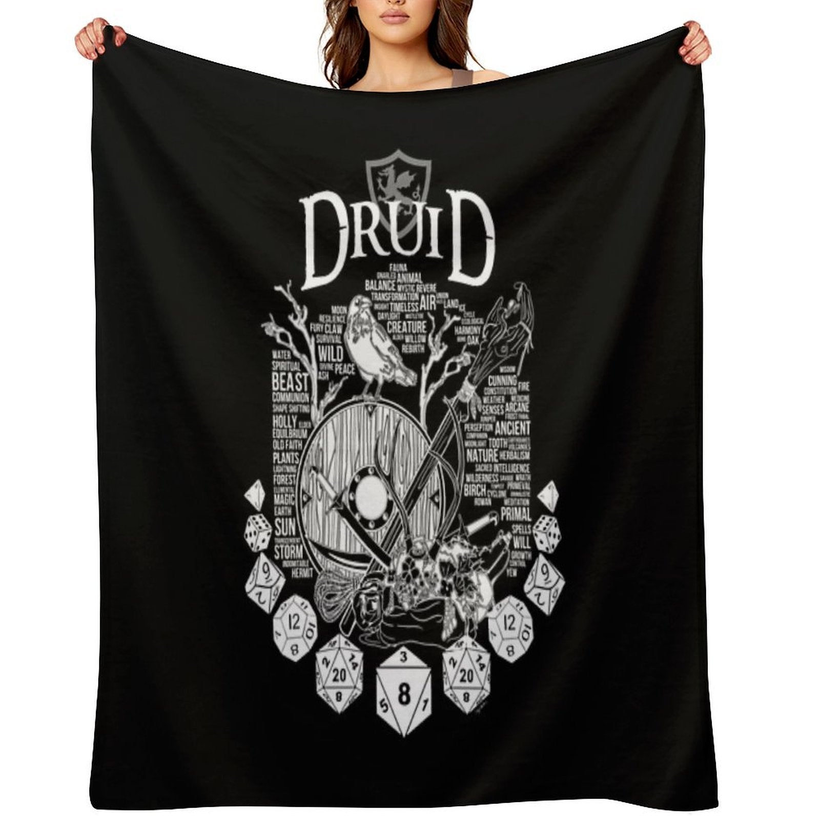 RPG Class Series Druid - White Version Gift-ready Throw Blanket
