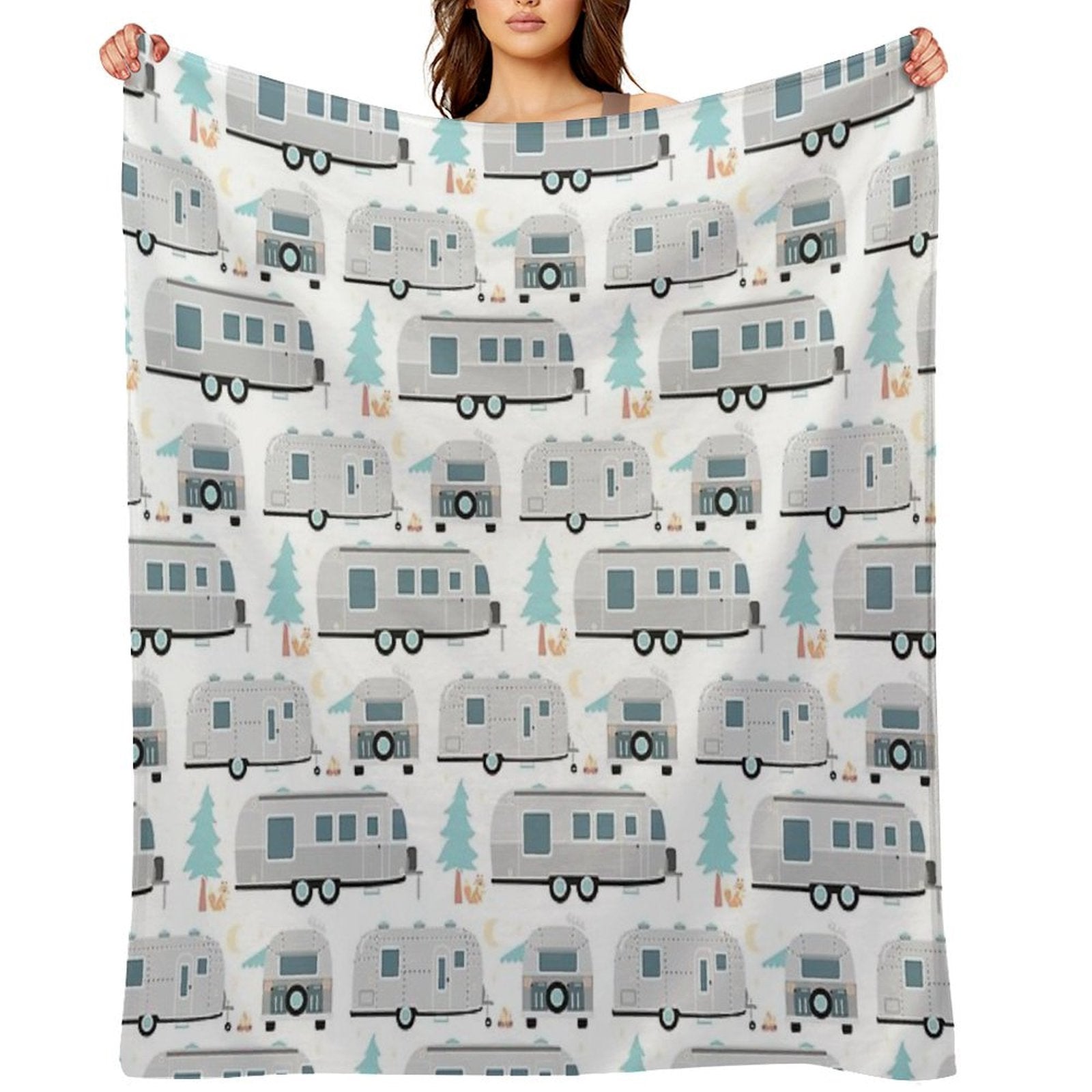 Cute Airstream Pattern Durable Throw Blanket