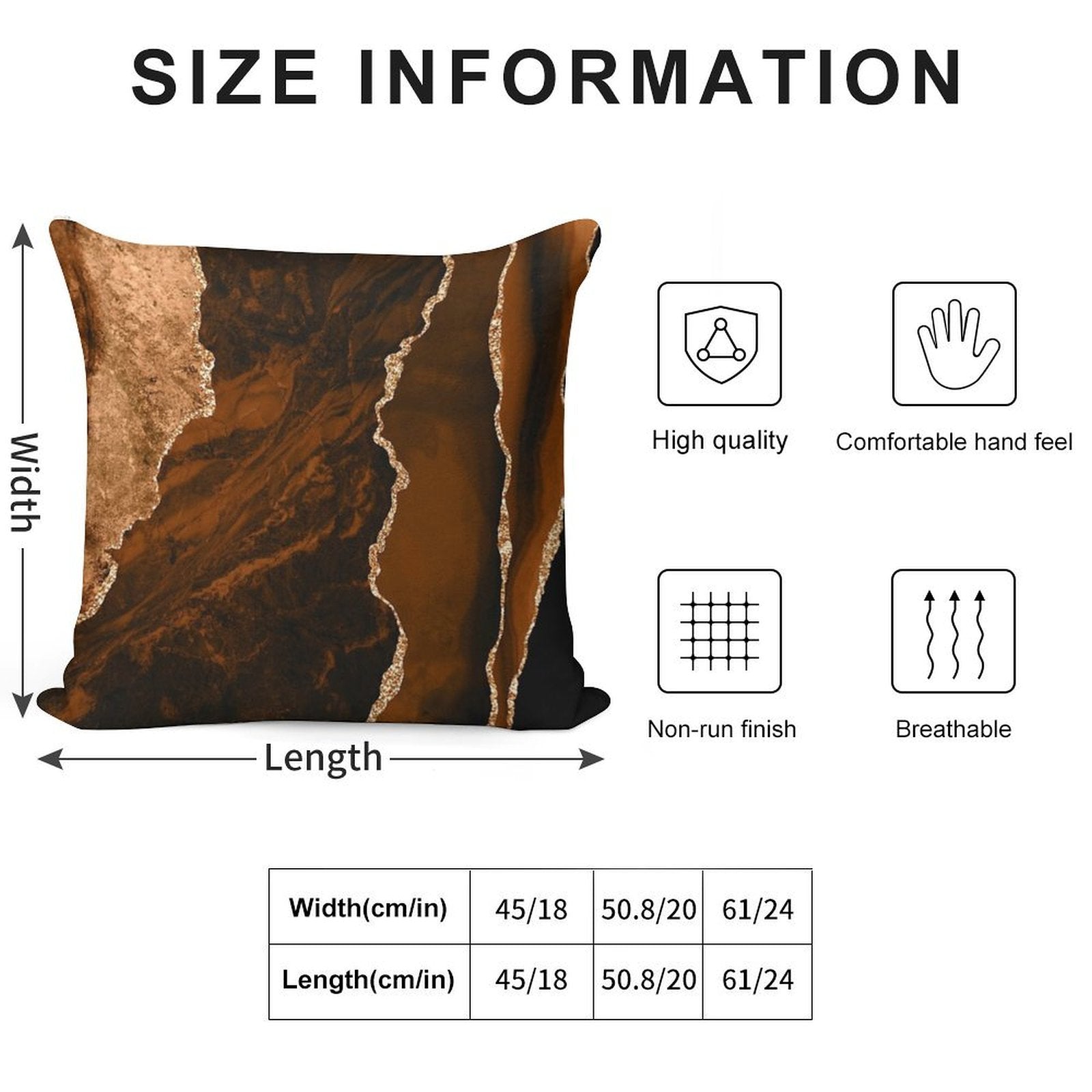 Abstract Chocolate Brown & Gold Modern Geode Agate Design Soft Hidden Zipper Throw Pillow