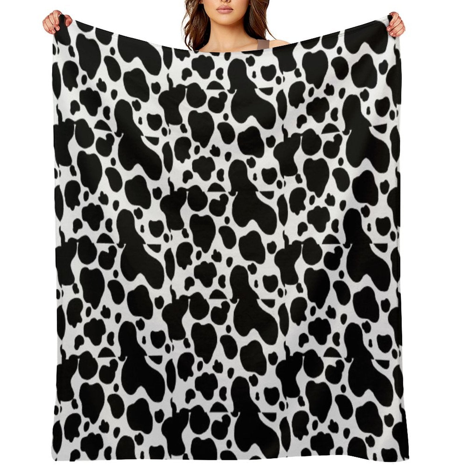 Cow Print Shrink-resistant Throw Blanket