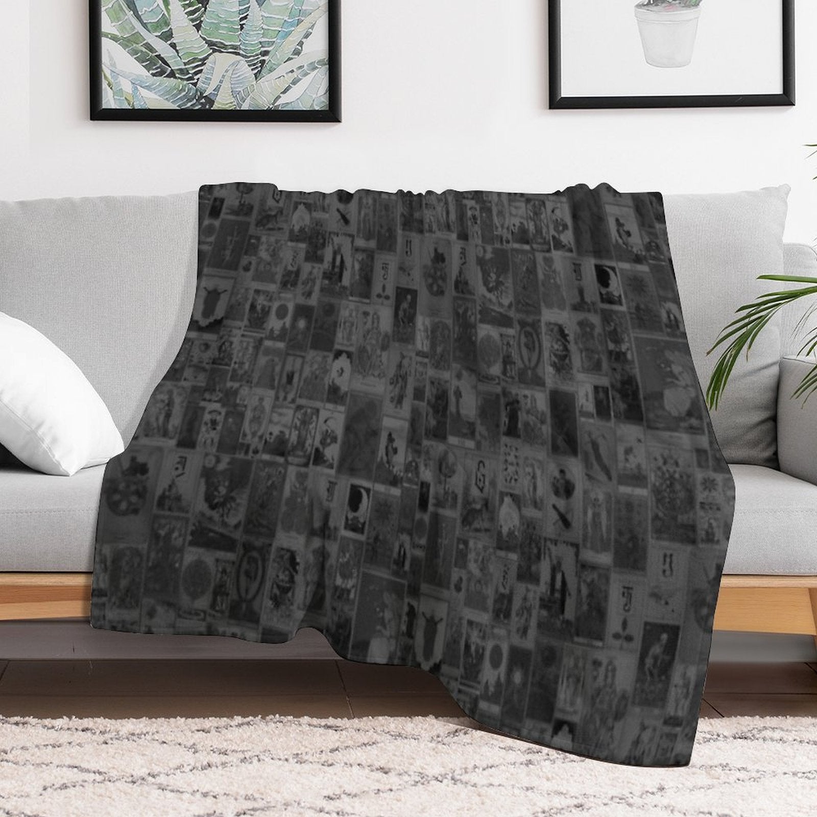Tarot Card Collage Pattern (Dark) Compact Throw Blanket