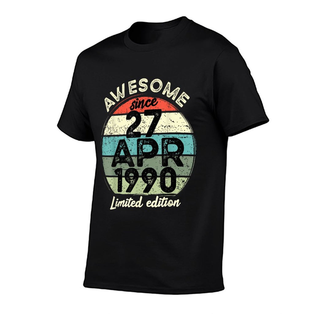 27 April 1990 35th Birthday 35 Year Old 2025 Birthday  Fade-proof Color T-Shirt