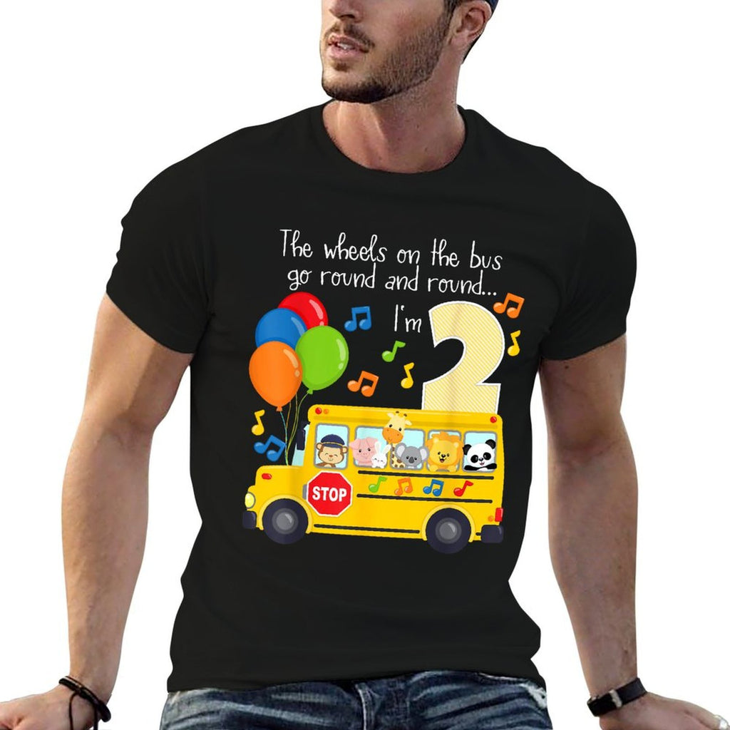 The Wheels On The Bus 2nd Birthday 2 Yrs Old Family Matching  Easy-care T-Shirt