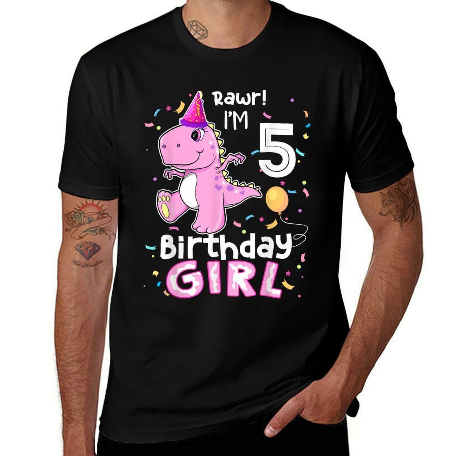 5 Year Old Dinosaur Birthday 5th T Rex Dino Five Saurus  Oversized Silhouette T-Shirt