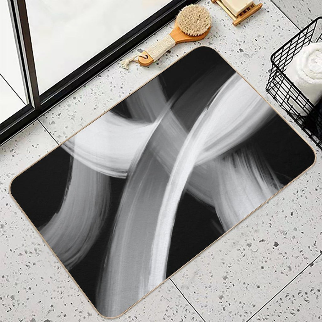 Black And White Fine Art Painted Abstract  Anti-Trip Bath Mat