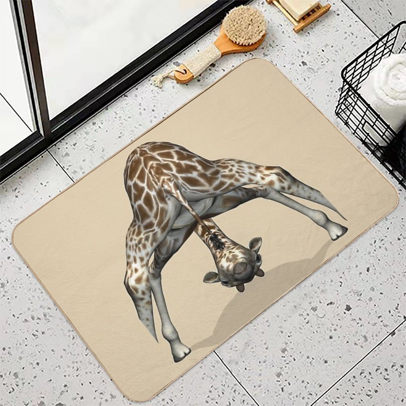 Childish Giraffe  Fade-Resistant Bath Mat